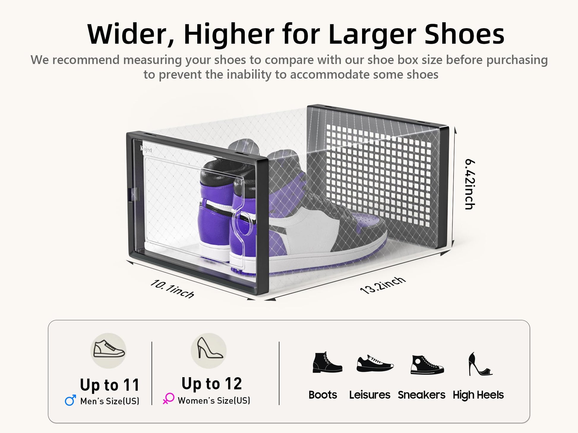 Kuject X-Large Shoe Storage Boxes 12 Pack, Clear Stackable Shoe Organizer