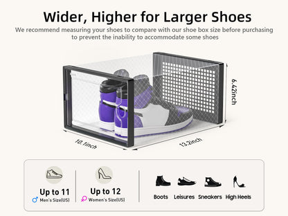Kuject X-Large Shoe Storage Boxes 12 Pack, Clear Stackable Shoe Organizer