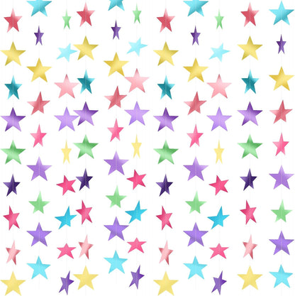 Patelai Glitter Star Garland Banner Decor 130 Feet Star Hanging Bunting Banner Twinkle Backdrop for Homecoming Classroom Wedding Birthday Halloween Christmas Party Supplies(Macaron Color)