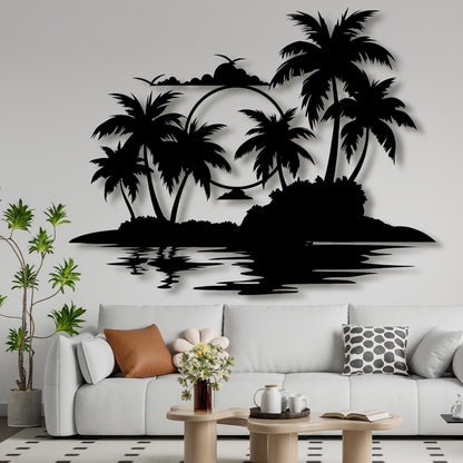 Palm Tree Metal Wall Decor,Palm Tree Metal Wall Art,Metal Palm Tree,Metal Palm Tree Wall Decor,Tropical Metal Wall Art,Beach Wall Decort,Metal Wall Decor (style 2,white,35 L" x 28 W" / 90 x 70 cm)