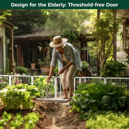 FXW Decorative Garden Fence for Yard, 24in(H) x 90ft(L) 48 Panels Heavy Duty No Dig Metal Fencing with Gate, Tall Animal Border Barrier for Dogs, White│Patented