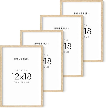 HAUS AND HUES 12x18 Picture Frames For Wall - Set Of 4 Poster Frames 12x18, Picture Frames 12x18, 12x18 Frames, Frames 12 X 18, Gallery Wall Frame Set, 12x18 Poster Frame (Beige Frame)