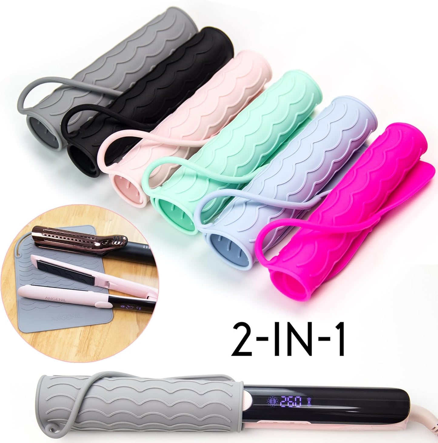ANGENIL Silicone Heat Mat for Hair Tools - Flat Iron and Curling Iron Pad, Heat-Resistant Travel Case, 9" x 6.5"