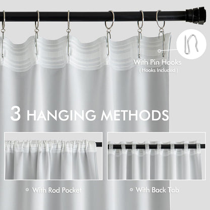 MIULEE Greyish White Back Tab Blackout Curtains 63 Inches Long 2 Panels Set for Living Room Bedroom Privacy, Rod Pocket/Pinch Pleat Thermal Insulated Room Darkening Pleated Light Blocking Drapes