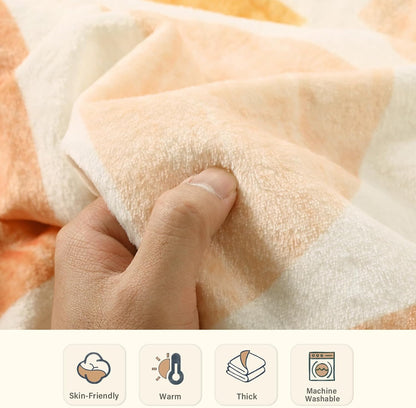 Lahome Terracotta Throw Blanket Soft Cozy Fluffy Warm Throw Blanket for Couch Reversible Geometric Fuzzy Blankets for Bed Sofa Chair, Orange 50''x60''