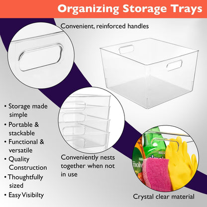 ClearSpace XL Clear Plastic Storage Bins - 2 Pack for Kitchen Cabinet and Fridge Organization