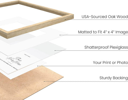 HAUS AND HUES Solid Oak Wood 8”x8” Picture Frames Matted to 4”x4” Set of 3-8x8 Standard Square Picture Frames, Natural Wood Picture Frames 8x8 Square, Matted Picture Frame 8x8 (Beige Oak Frames)