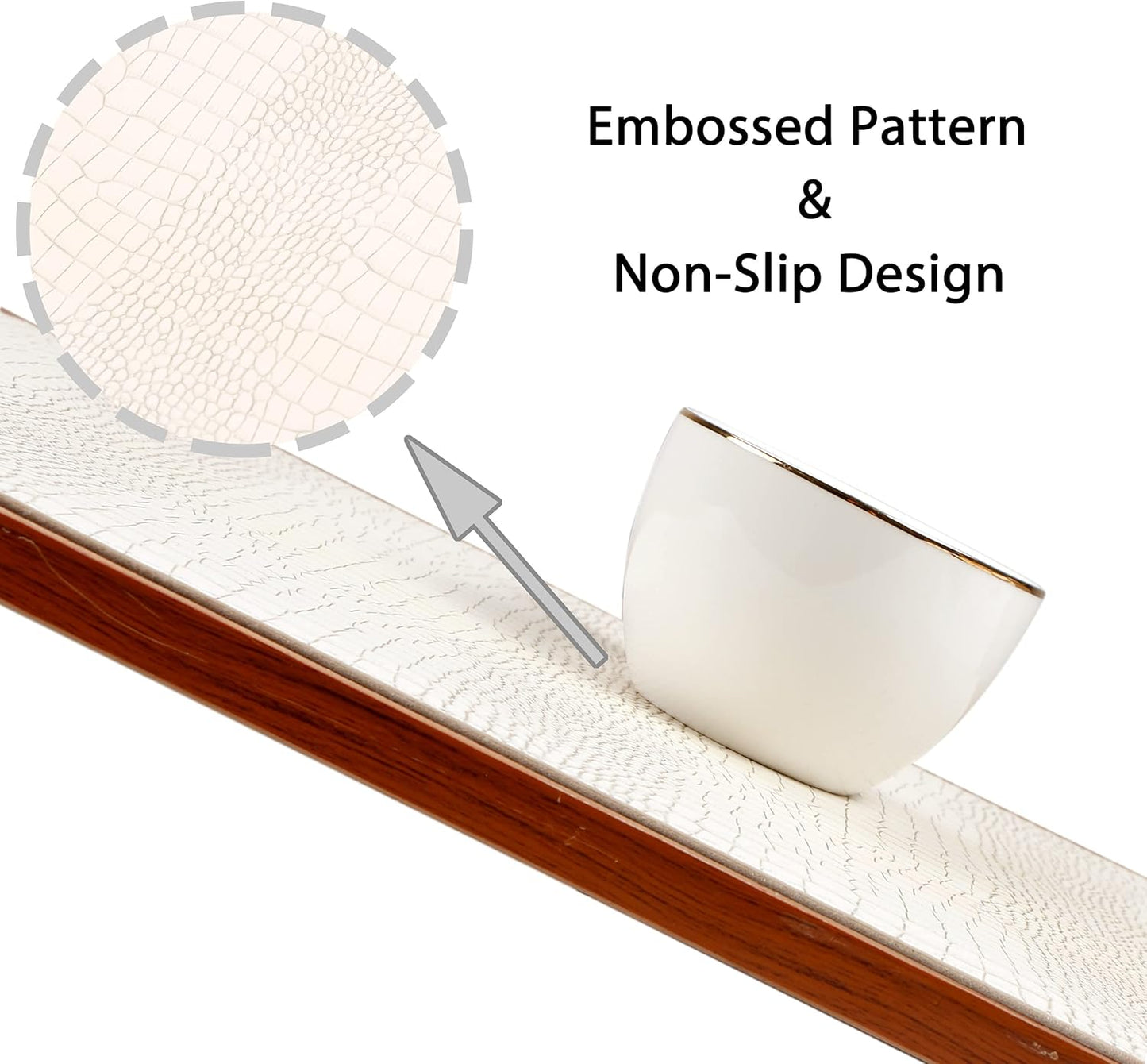 Faux Leather Hardboard Placemats, Set of 6 PU Table Mats, Easy to Clean, Heat & Stain Resistant for Office Conference Table, Dining Home Decor, White