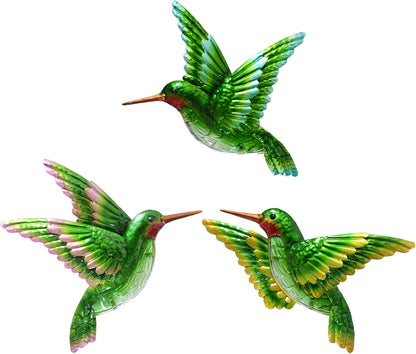 J-Fly Glass Hummingbird Wall Art Outdoor Hummingbird Decor Metal Fence Decorative Hummingbird Hanging Bedroom Garden Patio Porch Fence of Decor 10 Inch