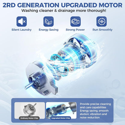 Nictemaw Portable Washing Machine, 20Lbs Capacity Full-Automatic Portable Washer Machine, 2.8Cu.ft Compact Laundry Machine with Drain Pump, 10 Programs & 8 Water Levels for Apartment Dorm RV