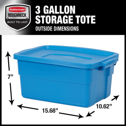Rubbermaid Roughneck️ 3 Gallon Storage Totes, Pack of 6, Durable Stackable Storage Containers with