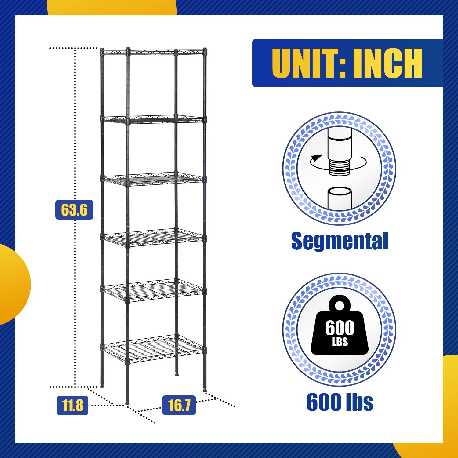 BestOffice Adjustable NSF-Certified Metal Shelf Wire Shelving Unit Storage for Small Places