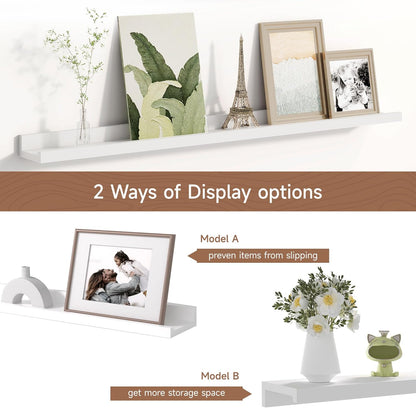 Picture Ledge Shelf for Wall, Floating Shelves Set of 4, 36 Inch Long Nursery Book Shelves for Toys Storage, Kids Bookshelf Wall Mounted for Books Photo Frames, White