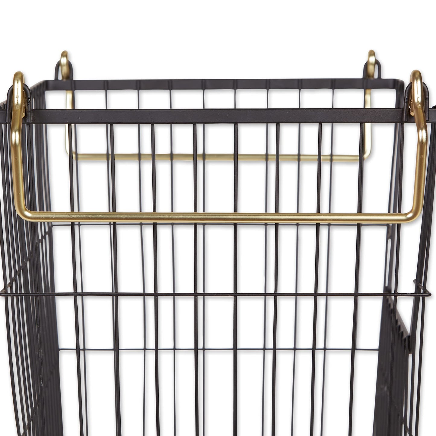 DII Metal Wire Utility Storage Bin, Large Rectangle, 13x10x11", Black/Gold