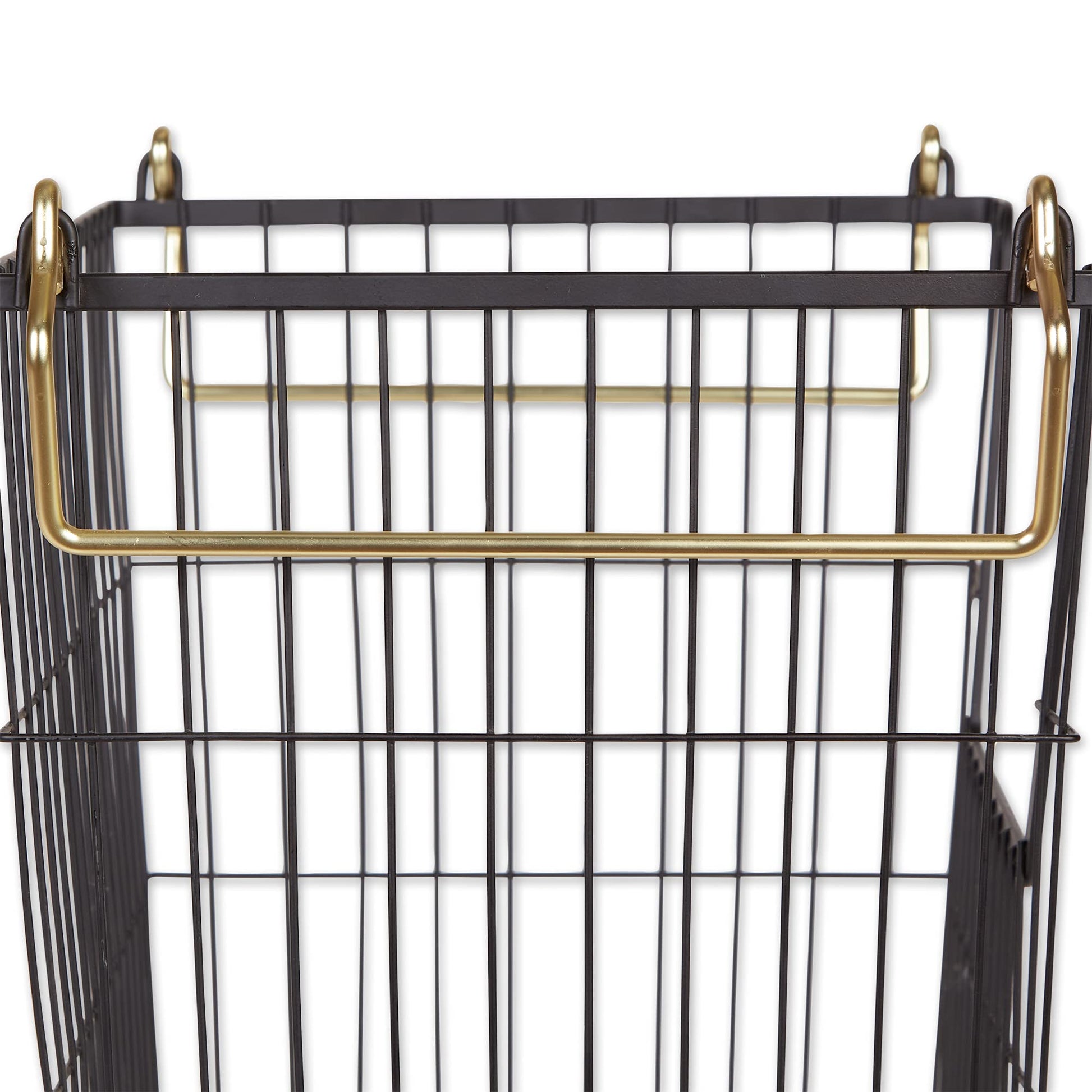 DII Metal Wire Utility Storage Bin, Large Rectangle, 13x10x11", Black/Gold