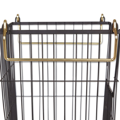 DII Metal Wire Utility Storage Bin, Large Rectangle, 13x10x11", Black/Gold