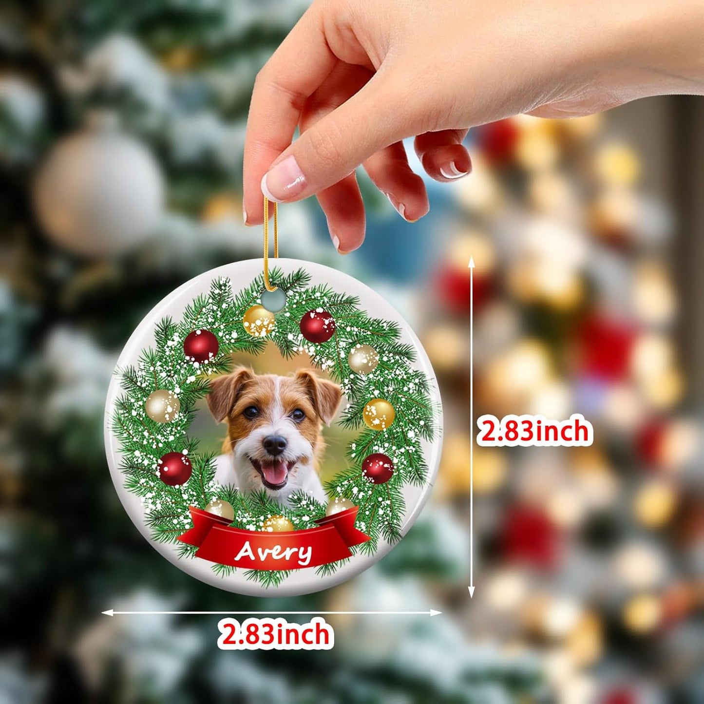 Personalized Christmas Ornaments 2025 - Custom Double-Sided Photo Ceramic Xmas Tree Hanging Decor, Unique for Family Friends (A03-Ceramic Style)