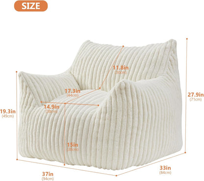 Giant Bean Bag Chairs for Adults with Filling Plush Fluffy Bean Bag Chairs for Teens with Armrests Comfy BeanBag Lazy Couch Sofa Chair for Bedroom Living Room Reading