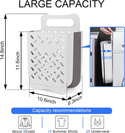 Laundry Basket Hamper,Hanging Wall Collapsible Laundry with Handle,Space-Saving Foldable Storage Dirty Washer Organizer Bin Multi-function Container Waterproof Durable,Set of 2(XL&M)