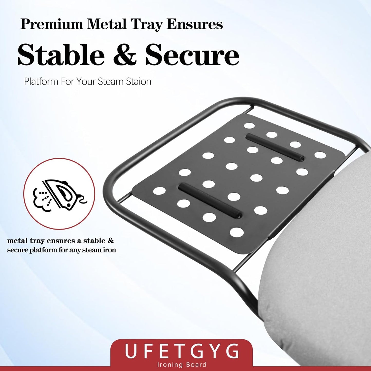 Ironing Board,13" X 43" W/with Iron Rest | Full Metal Construction| Height Adjustable | Heat & Scorch Resistant Fabric | Heavy Duty| Easy to Fold | Anti-Skid Feet |Grey