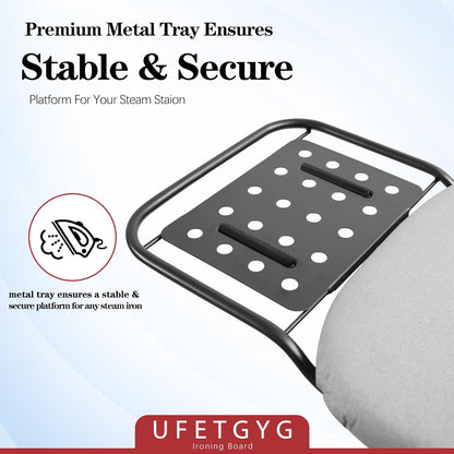 Ironing Board,13" X 43" W/with Iron Rest | Full Metal Construction| Height Adjustable | Heat & Scorch Resistant Fabric | Heavy Duty| Easy to Fold | Anti-Skid Feet |Grey