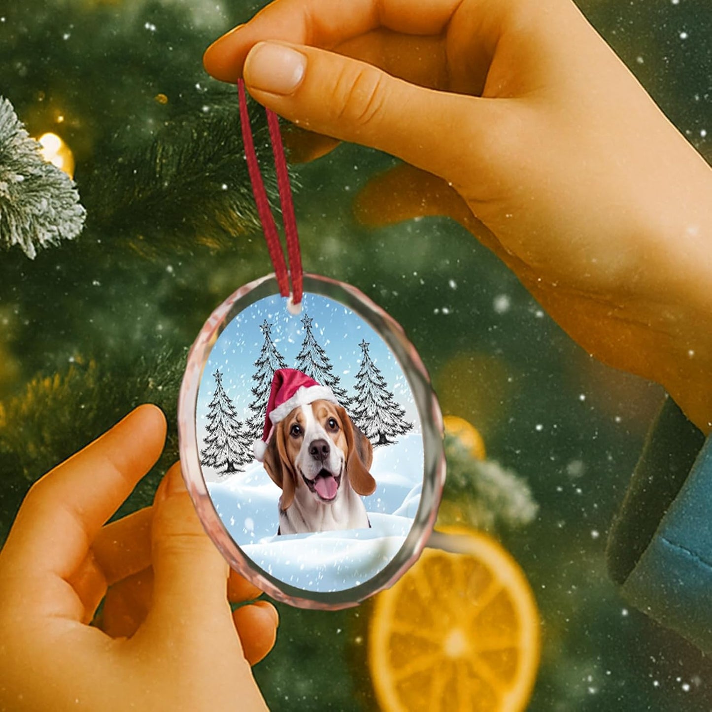 Personalized Photo Crystal Ornament, 2025 Custom Pet Engraved Christmas Keepsake, Memorial Gift for Dog, Cat