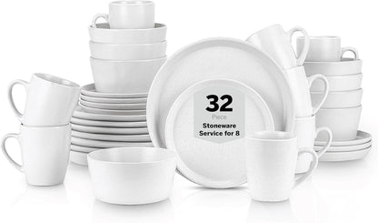 Stone Lain Albie 32-Piece Dinnerware Set Stoneware, White Speckled