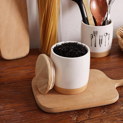 LEETOYI Ceramic Food Storage Jar with Seal Lid,Kitchen Canisters for Countertop, Serving for Ground Coffee, Tea, Sugar, Salt and More, 33 Oz