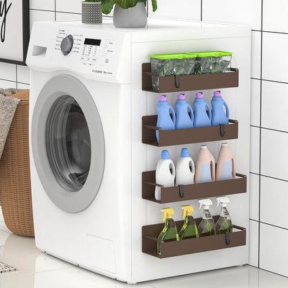 4 Pack Magnetic Spice Rack Organizer for Refrigerator and Oven, Brown Fridge Organizers and Storage for Kitchen