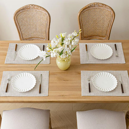 Placemats Set of 4, Bilayer Thickened Linen Place Mats Heat Resistant Machine Washable Wrinkle Free Carefully Selected Polyester Mats for Kitchen/Dining/Coffee Table (Cream Beige)