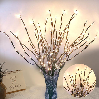 DK177 2 Pack Led Branch Light Battery Operated Lighted Branch Vase Filler Willow Tree Artificial Little Twig Power Brown 30 Inch 20 LED for Home Outdoor Indoor Romantic Decoration, White Light