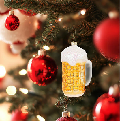 Christmas Ornaments, 2024 Glass Blown Christmas Tree Ornaments, Blue Christmas Tree Decorations, Funny Gifts & Home Decor- Mini Mug of Beer