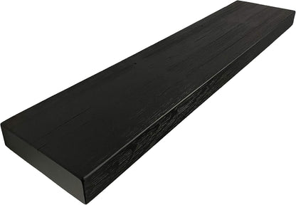 joelsantiques - 54 Inch Wooden Floating Shelves for Wall - 54x8x2 in - Made of Natural Wood - Long Heavy Duty Rustic Wall Shelves for Bedroom - Perfect for Living Room, Kitchen - Black