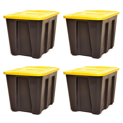 HOMZ 18 Gallon Durabilt Storage Bins, Pack of 4 Heavy Duty Plastic Containers, Secure Snap Lids
