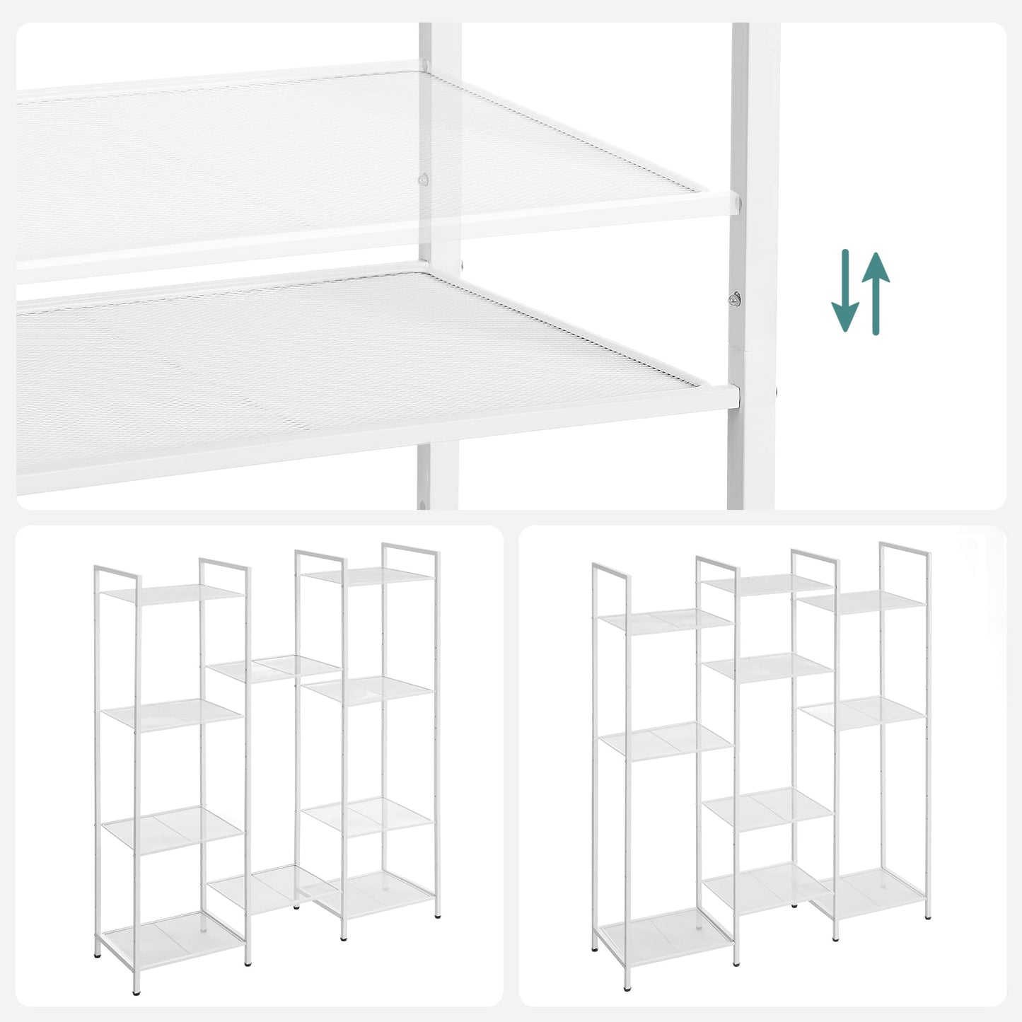 SONGMICS 5-Tier Storage Rack, Bathroom Shelf, Extendable Plant Stand with Adjustable Shelf, for