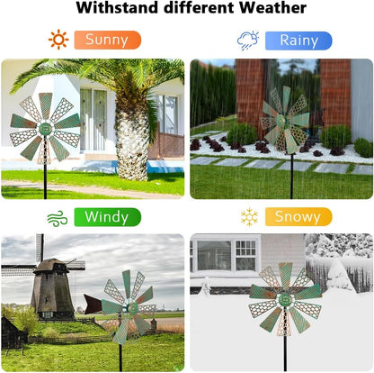 Viveta Wind Spinners Outdoor,13”Kinetic Wind Spinner Metal Vintage Windmill for Outdoor Garden Patio Yard Decor,Green