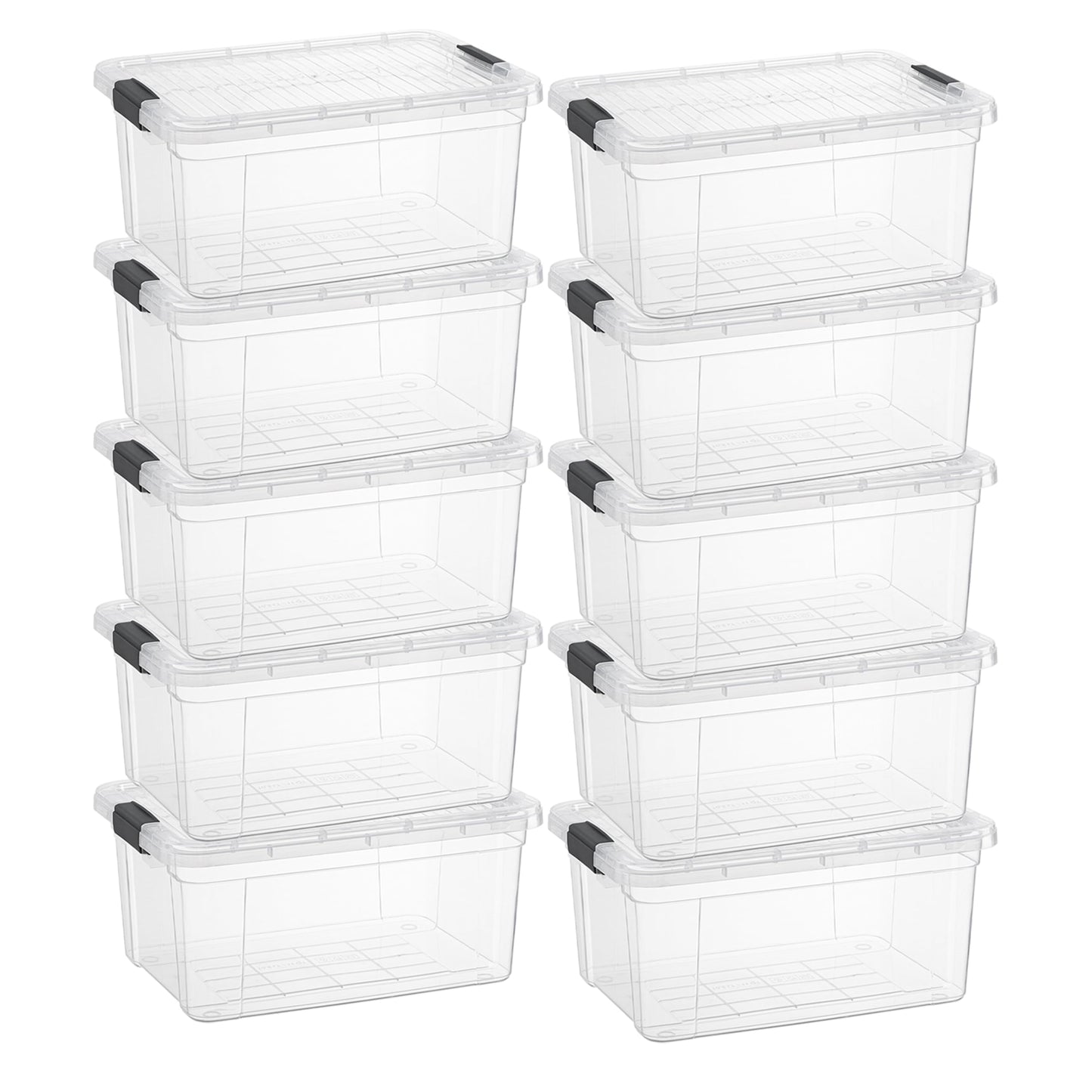 Superio Small Clear Storage Box with Lid, 11 Quart Plastic Container Bins for Organizing, Stackable