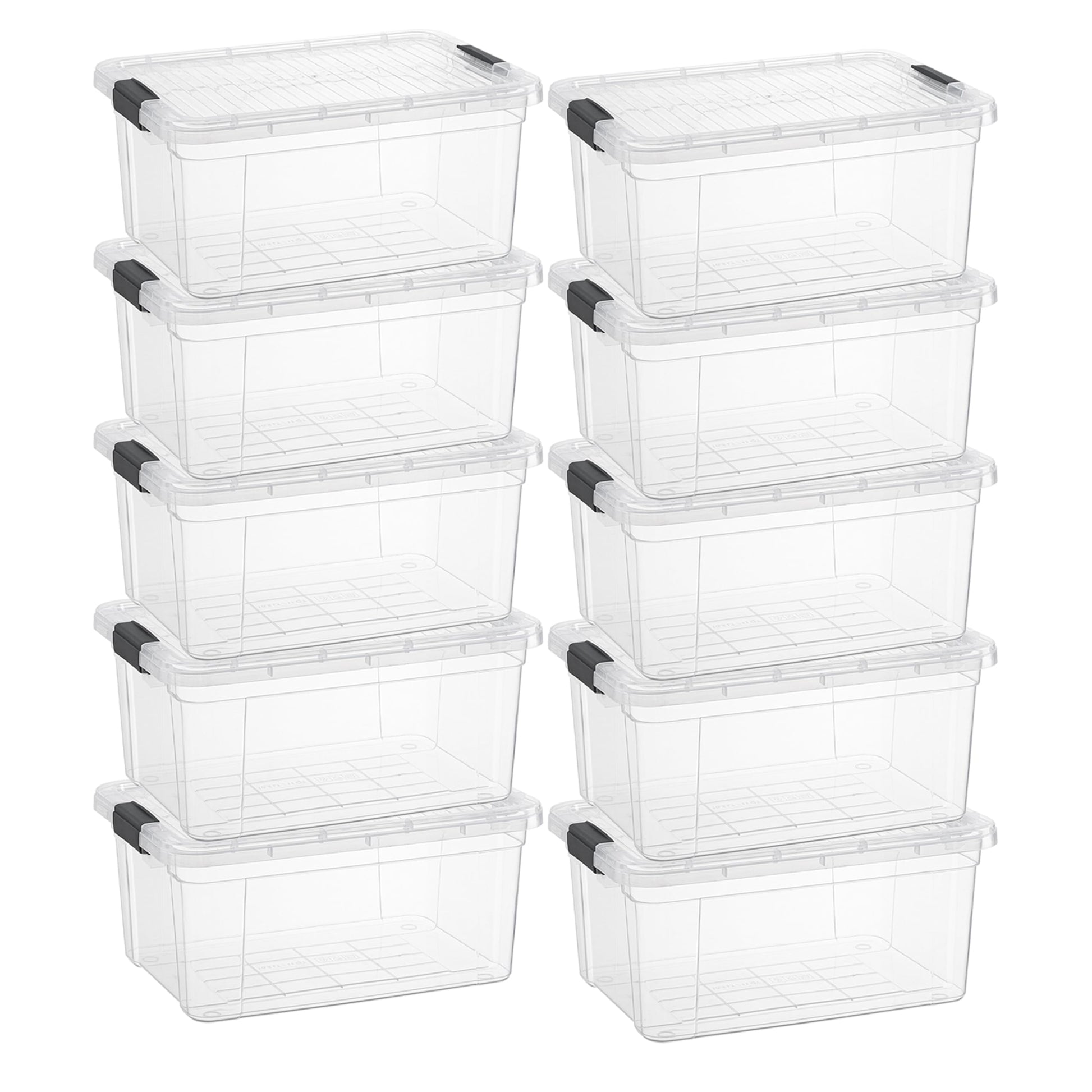 Superio Small Clear Storage Box with Lid, 11 Quart Plastic Container Bins for Organizing, Stackable