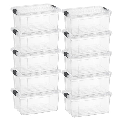 Superio Small Clear Storage Box with Lid, 11 Quart Plastic Container Bins for Organizing, Stackable