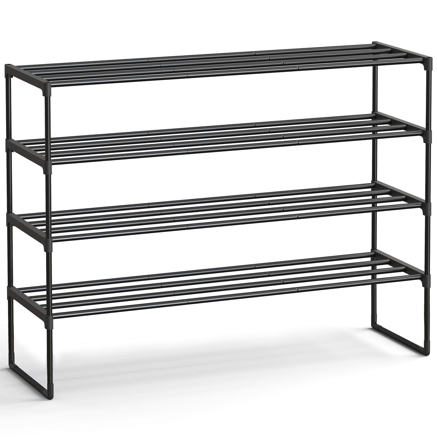 SONGMICS Shoe Rack, 4-Tier Shoe Organizer, Metal Storage Shelf, Upright or Upside Down, for 25-30