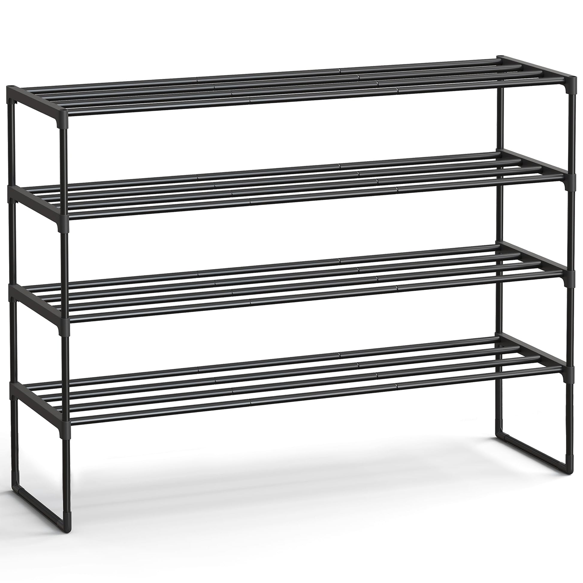 SONGMICS Shoe Rack, 4-Tier Shoe Organizer, Metal Storage Shelf, Upright or Upside Down, for 25-30