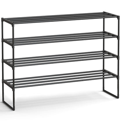SONGMICS Shoe Rack, 4-Tier Shoe Organizer, Metal Storage Shelf, Upright or Upside Down, for 25-30