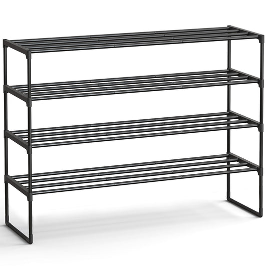 SONGMICS Shoe Rack, 4-Tier Shoe Organizer, Metal Storage Shelf, Upright or Upside Down, for 25-30