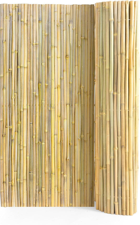VEVOR Natural Rolled Bamboo Fence, Eco-Friendly Privacy Screen - 6 ft H x 8 ft L x 0.75 in D