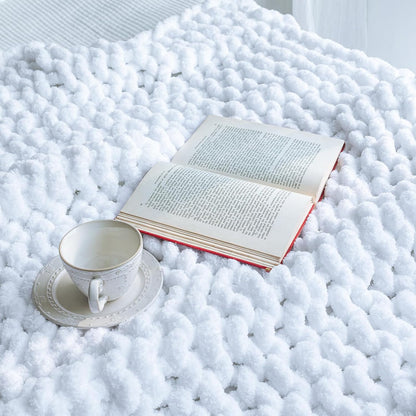 Chunky Knit Blanket - Luxury Soft Cozy 40 * 50 Throw Blanket,100% Woven Blanket Rope Knot Throw Blanket for Couch, Sofa, Home Decor, Gift - Machine Washable(White)