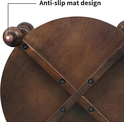 23" Round End Table, Mid Century Modern Side Table with Solid Wood Frame and Top, Small Night Stand for Living Room Office Apartment, Walnut