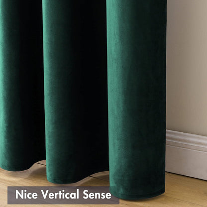 MIULEE Dark Green Velvet Curtains Thermal Insulated Blackout Curtain Christmas Emerald Green Drapes for Bedroom Living Room Darkening 90 Inches Long Curtains Panels Rod Pocket Set of 2