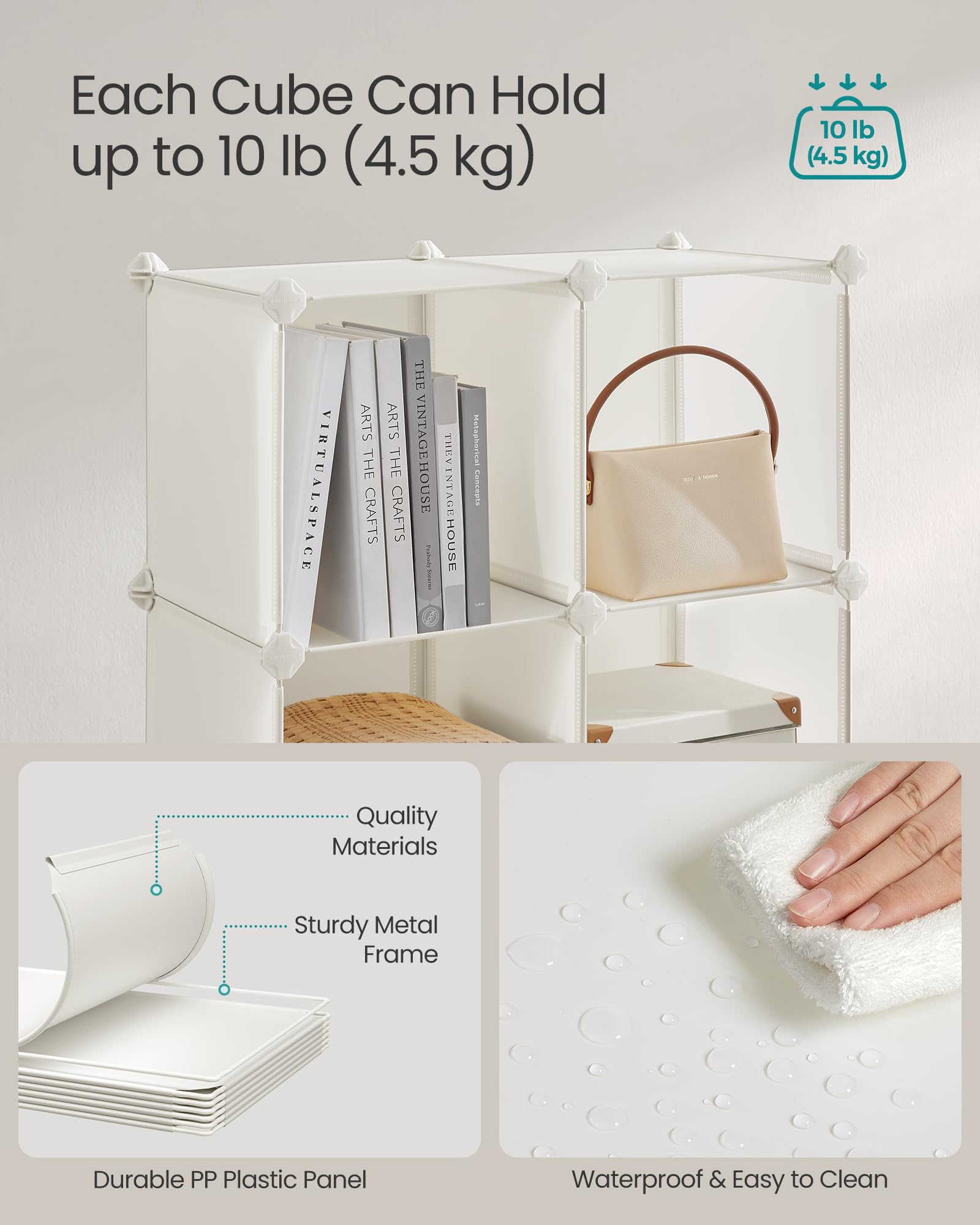 SONGMICS Cube Storage Organizer, Set of 12 Plastic Cubes, Closet Storage Shelves, DIY Plastic