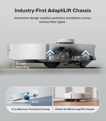 roborock Qrevo Edge Robot Vacuum and Mop, 18,500Pa Suction, Zero-Tangling, AdaptiLift Chassis, Al Obstacle Recognition, Hot Water Mop Washing & Dock Self Cleaning, Corner to Edge Deep Cleaning