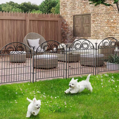 Tall Garden Animal Barrier Fence With Gate, 40 in(H)×27 in(L) 8 Panels Dog Digging Fences Barrier, Black Metal Temporary Fencing, Reusable Defense Fence For Outdoor Yard. Total 17.5 Ft│Patented